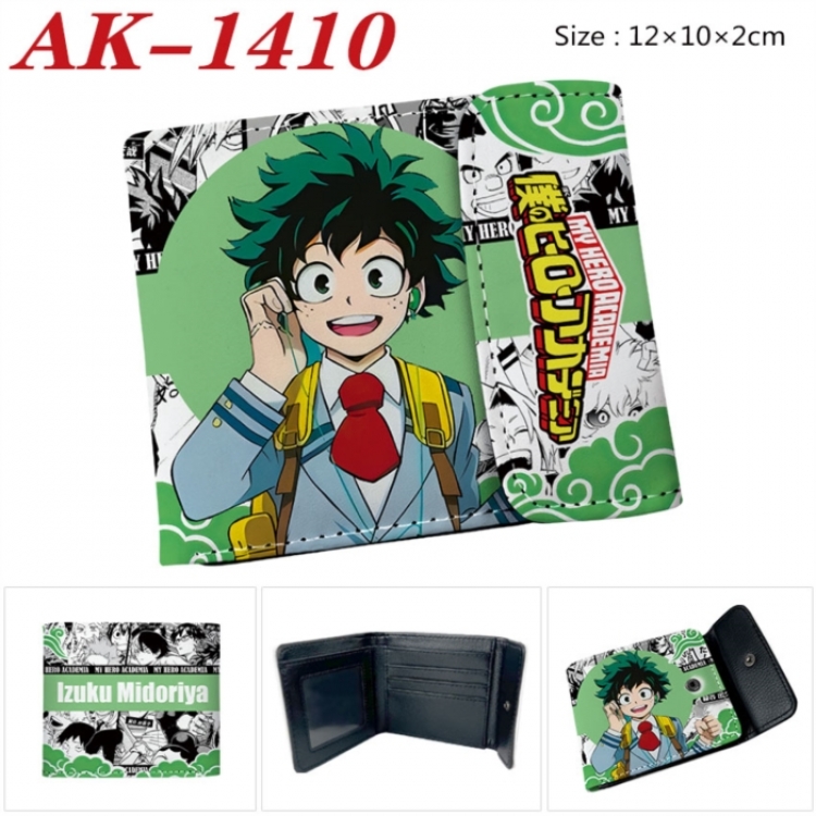 My Hero Academia Anime PU leather full color buckle two fold wallet 12X10X2CM