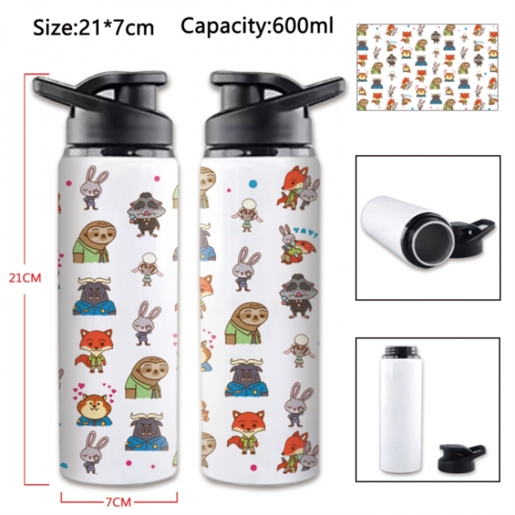 Zootopia Anime Printed Outdoor Sports Water Bottle 600ml 21x7cm
