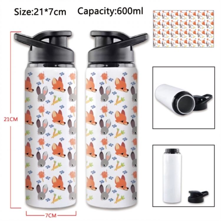 Zootopia Anime Printed Outdoor Sports Water Bottle 600ml 21x7cm