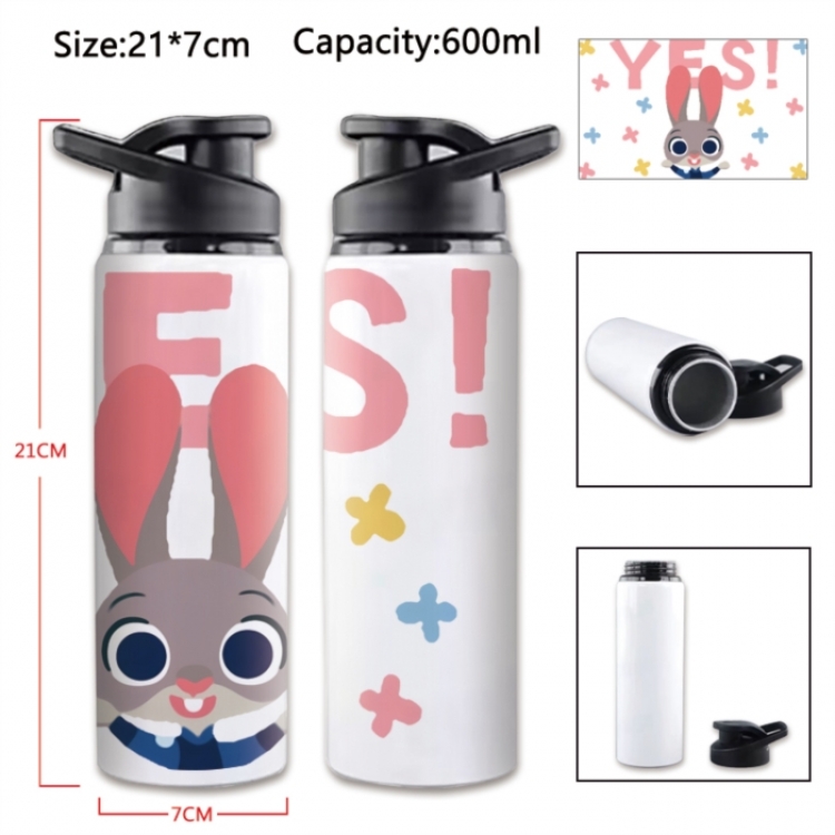 Zootopia Anime Printed Outdoor Sports Water Bottle 600ml 21x7cm