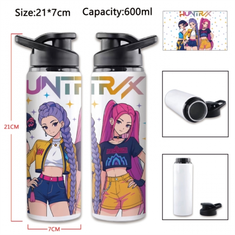 K-Pop Demon Hunters Anime Printed Outdoor Sports Water Bottle 600ml 21x7cm