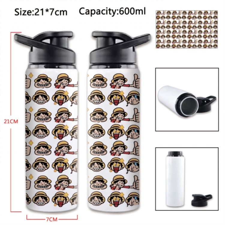 One Piece Anime Printed Outdoor Sports Water Bottle 600ml 21x7cm