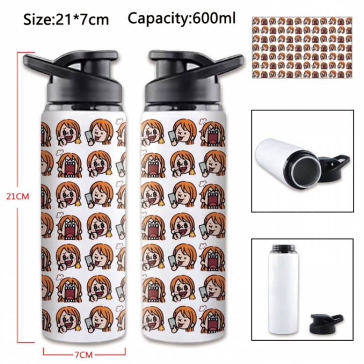 One Piece Anime Printed Outdoor Sports Water Bottle 600ml 21x7cm