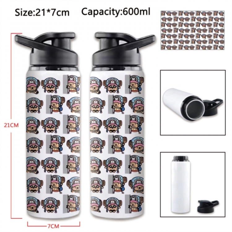One Piece Anime Printed Outdoor Sports Water Bottle 600ml 21x7cm