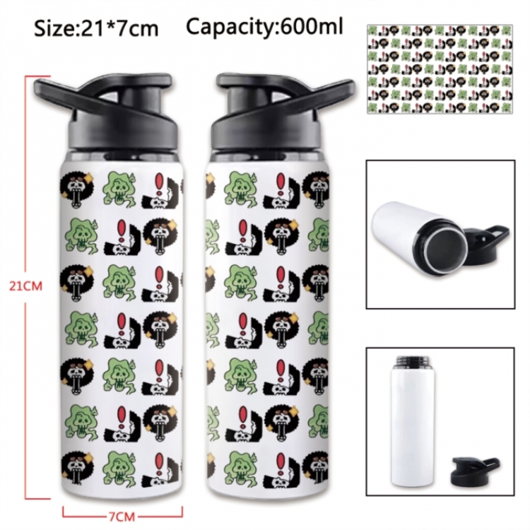 One Piece Anime Printed Outdoor Sports Water Bottle 600ml 21x7cm