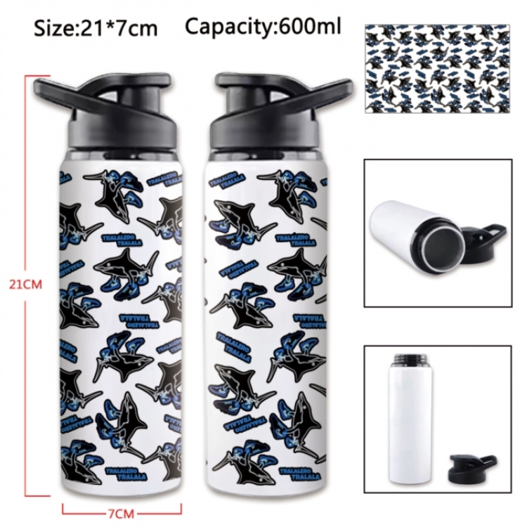 Italian-Brainrot Anime Printed Outdoor Sports Water Bottle 600ml 21x7cm