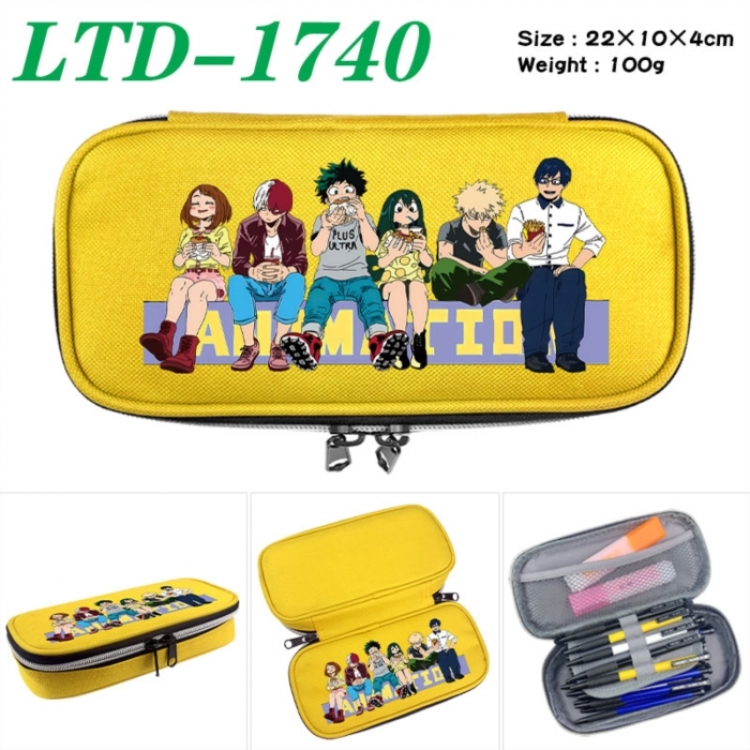 My Hero Academia Anime Waterproof canvas zipper clamshell pencil case pencil case 22x10x4cm