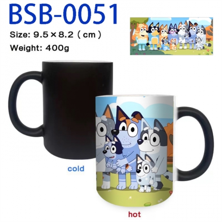 Bluey Anime peripherals color changing ceramic cup tea cup mug 9.5X8.2cm