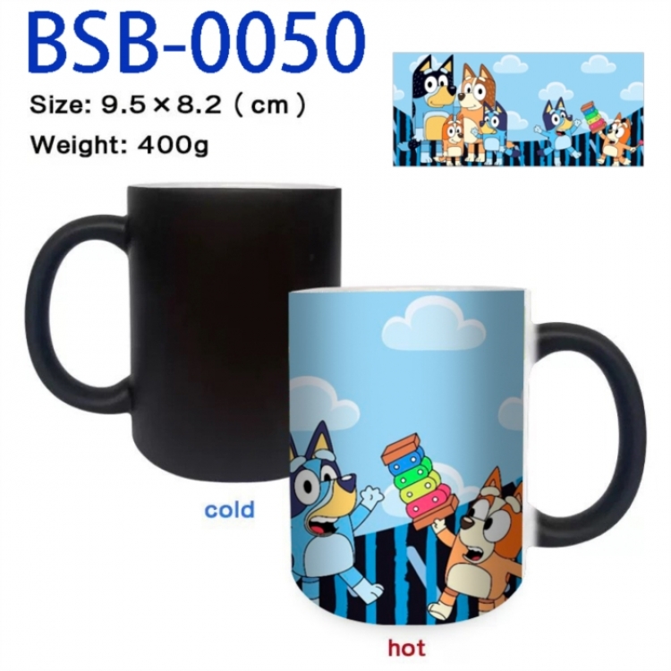 Bluey Anime peripherals color changing ceramic cup tea cup mug 9.5X8.2cm