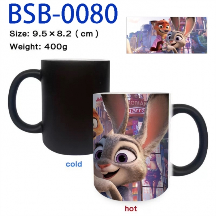 Zootopia Anime peripherals color changing ceramic cup tea cup mug 9.5X8.2cm