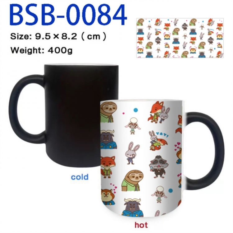 Zootopia Anime peripherals color changing ceramic cup tea cup mug 9.5X8.2cm