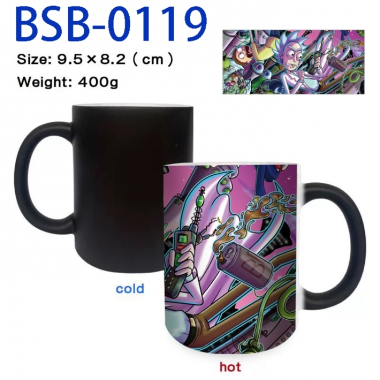Rick and Morty Anime peripherals color changing ceramic cup tea cup mug 9.5X8.2cm
