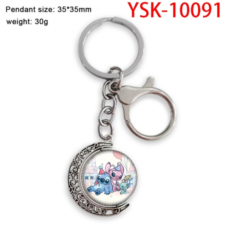 Lilo & Stitch Anime double-sided crystal rotating gemstone keychain pendant price for 5 pcs