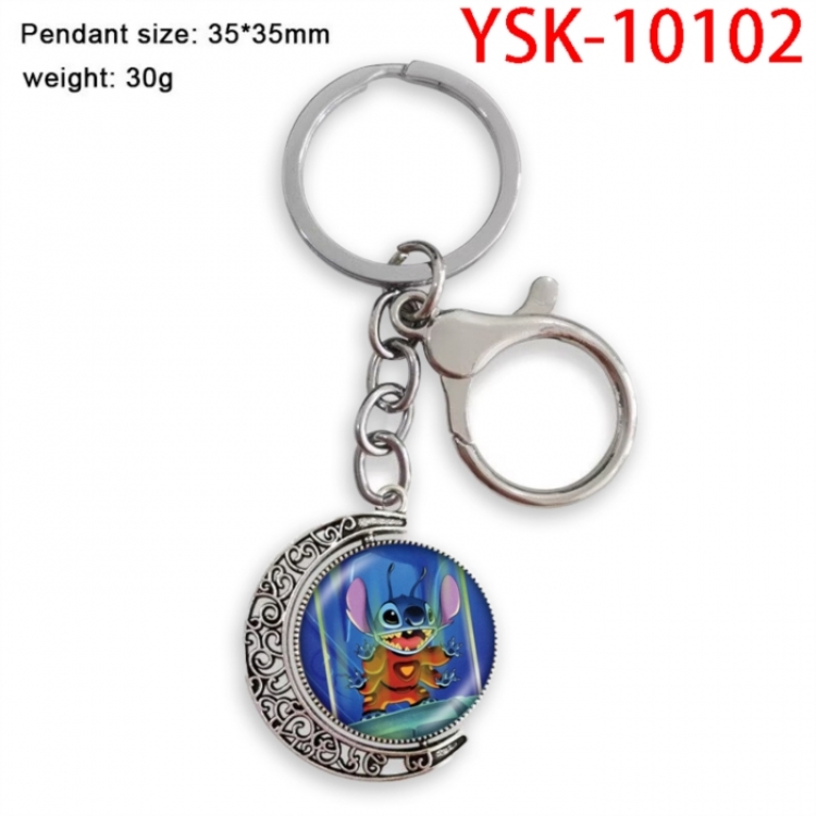 Lilo & Stitch Anime double-sided crystal rotating gemstone keychain pendant price for 5 pcs
