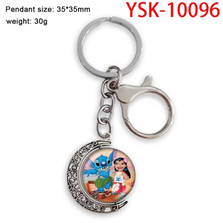Lilo & Stitch Anime double-sided crystal rotating gemstone keychain pendant price for 5 pcs
