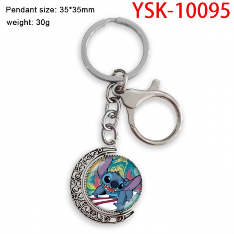 Lilo & Stitch Anime double-sided crystal rotating gemstone keychain pendant price for 5 pcs