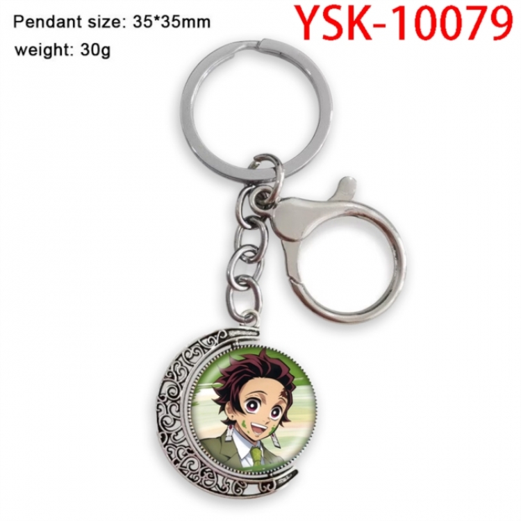 Demon Slayer Kimets Anime double-sided crystal rotating gemstone keychain pendant price for 5 pcs