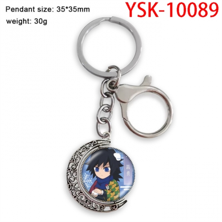 Demon Slayer Kimets Anime double-sided crystal rotating gemstone keychain pendant price for 5 pcs