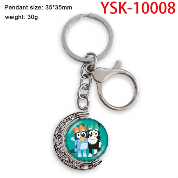 Bluey Anime double-sided crystal rotating gemstone keychain pendant price for 5 pcs