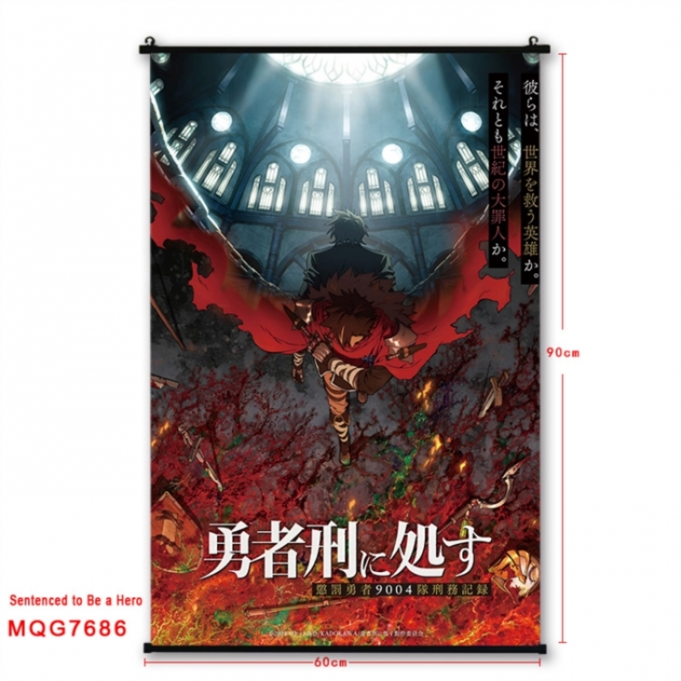 Punish the Brave Anime black Plastic rod Cloth painting Satin cloth Wall Scroll 60X90CM 