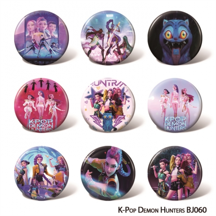 K-Pop Demon Hunters Anime tin chest badge with a diameter of 58mm a set of 9