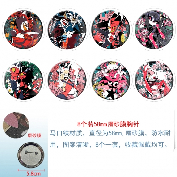 Hazbin Hotel Anime round scrub film brooch badge 58MM a set of 8