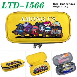 Among Us Anime Waterproof canvas zipper clamshell pencil case pencil case 22x10x4cm