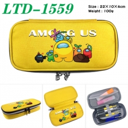 Among Us Anime Waterproof canvas zipper clamshell pencil case pencil case 22x10x4cm