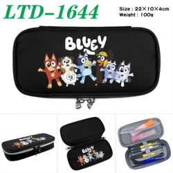 Bluey Anime Waterproof canvas zipper clamshell pencil case pencil case 22x10x4cm