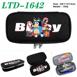 Bluey Anime Waterproof canvas zipper clamshell pencil case pencil case 22x10x4cm