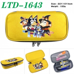 Bluey Anime Waterproof canvas zipper clamshell pencil case pencil case 22x10x4cm