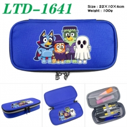 Bluey Anime Waterproof canvas zipper clamshell pencil case pencil case 22x10x4cm