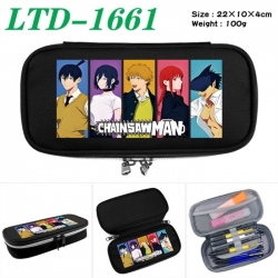Chainsaw Man Anime Waterproof canvas zipper clamshell pencil case pencil case 22x10x4cm