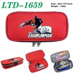 Chainsaw Man Anime Waterproof canvas zipper clamshell pencil case pencil case 22x10x4cm