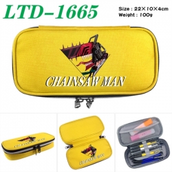 Chainsaw Man Anime Waterproof canvas zipper clamshell pencil case pencil case 22x10x4cm