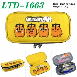 Chainsaw Man Anime Waterproof canvas zipper clamshell pencil case pencil case 22x10x4cm