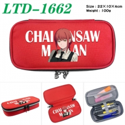Chainsaw Man Anime Waterproof canvas zipper clamshell pencil case pencil case 22x10x4cm