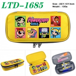 The Powerpuff Girls Anime Waterproof canvas zipper clamshell pencil case pencil case 22x10x4cm