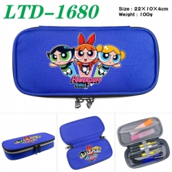 The Powerpuff Girls Anime Waterproof canvas zipper clamshell pencil case pencil case 22x10x4cm