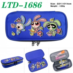 The Powerpuff Girls Anime Waterproof canvas zipper clamshell pencil case pencil case 22x10x4cm