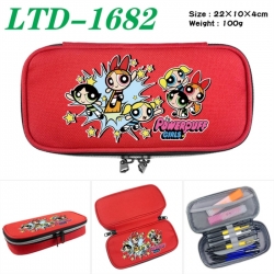 The Powerpuff Girls Anime Waterproof canvas zipper clamshell pencil case pencil case 22x10x4cm
