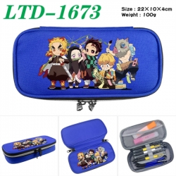 Demon Slayer Kimets Anime Waterproof canvas zipper clamshell pencil case pencil case 22x10x4cm