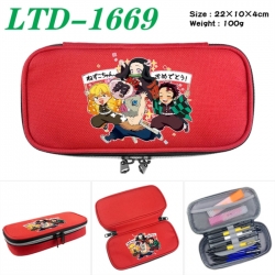 Demon Slayer Kimets Anime Waterproof canvas zipper clamshell pencil case pencil case 22x10x4cm