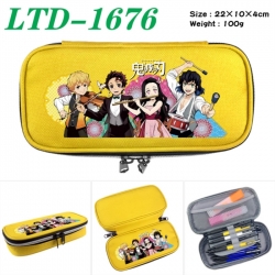 Demon Slayer Kimets Anime Waterproof canvas zipper clamshell pencil case pencil case 22x10x4cm