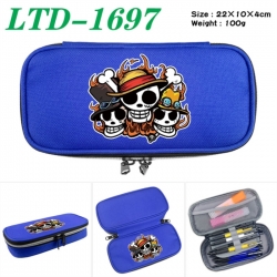 One Piece Anime Waterproof canvas zipper clamshell pencil case pencil case 22x10x4cm