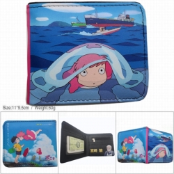 Ponyo on the Cliff 3D concave convex two fold short card wallet wallet wallet 11X9.5X2cm 65G