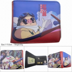 &zwnj;Porco Rosso&zwnj; 3D concave convex two fold short card wallet wallet wallet 11X9.5X2cm 65G