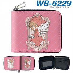 Card Captor Sakura Anime color short full zip folding wallet 10x12x2.5cm
