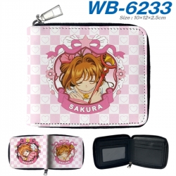 Card Captor Sakura Anime color short full zip folding wallet 10x12x2.5cm