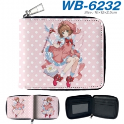 Card Captor Sakura Anime color short full zip folding wallet 10x12x2.5cm